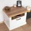 Nachtkommode Lotofaga 21, Farbe: Weiß / Walnuss - 52 x 62 x 43 cm (H x B x T)