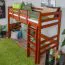 Hochbett 90 x 190 cm, "Easy Premium Line" K22/n, Buche Massivholz kirschfarben, teilbar