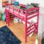 Hochbett 90 x 200 cm, "Easy Premium Line" K22/n, Buche Massivholz rosa lackiert, teilbar