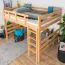 Hochbett 140 x 190 cm "Easy Premium Line" K23/n, Buche Massivholz Natur lackiert, teilbar