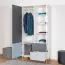 Jugendzimmer - Drehtürenschrank / Kleiderschrank Syrina 04, Farbe: Weiß / Grau / Blau - Abmessungen: 202 x 104 x 55 cm (H x B x T)