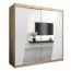 Schiebetürenschrank / Kleiderschrank Guajara 05 mit Spiegel, Farbe: Eiche Sonoma / Weiß matt - Abmessungen: 200 x 200 x 62 cm (H x B x T)