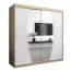 Schiebetürenschrank / Kleiderschrank Calvitero 05 mit Spiegel, Farbe: Eiche Sonoma / Weiß matt - Abmessungen: 200 x 200 x 62 cm ( H x B x T)
