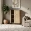 Highboard / Kommode | Eiche Cremona / Schwarzer Marmor | Griffe aus Metall | ABS-Kantenschutz | 78 x 36,5 x 114 cm | 6 Fächer | 2 Türen 