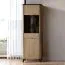 Vitrine mit modernem Design | 63 x 36,5 x 182 cm | Eiche Cremona / Schwarzer Marmor | 4 Fächer  | 2 Türen | Metallgriffe | ABS-Kantenschutz | für Wohnzimmer