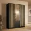 Kleiderschrank / Drehtürenschrank | Lamellen | Metallgriffe | mit Spiegel | 150,8 x 54,5 x 200,5 cm | 10 Fächer | 1 Kleiderstange | 2 Schubladen | Iraklio 04