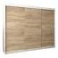 250 cm breiter Kleiderschrank mit 10 Fächern und 3 Türen | Farbe: Sonoma Eiche / Weiß Abbildung