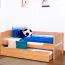 Kinderbett 90 x 200 cm | Massivholz: Buche | Natur Lackiert | inkl. 2. Liegeplatz 90 x 190 cm ausziehbar und 2 Rollrost Abbildung