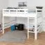 Hochbett für Jugendliche 140 x 190 cm | Massivholz: Buche | Weiß Lackiert | umbaubar in Einzelbett | Premium-Qualität | inkl. Rollrost Abbildung