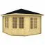 Holz-Gartenhaus 3,7 x 3,7 Meter (inkl. Dach) | 2 Fenster | 40 mm Blockbohlen |natur unbehandelt | Zeltdach | inkl. Fußboden | aus nordischer Fichte Abbildung