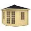 Holz-Gartenhaus 3,2 x 3,2 Meter (inkl. Dach) | 2 Fenster | 40 mm Blockbohlen |natur unbehandelt | Zeltdach | inkl. Fußboden | aus nordischer Fichte Abbildung