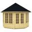 Holz-Gartenhaus 3,96 x 3,96 Meter (inkl. Dach) | 4 Fenster | 40 mm Blockbohlen |natur unbehandelt | Zeltdach | inkl. Fußboden | aus nordischer Fichte Abbildung