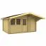 Gartenhaus 4,7 x 4,91 Meter (inkl. Dach) | 1 Fenster | 70 mm Blockbohlen |natur unbehandelt | Satteldach | inkl. Fußboden | aus nordischer Fichte Abbildung