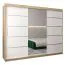 Großer 250 cm breiter Kleiderschrank mit 10 Fächern und 3 Türen | Farbe: Sonoma Eiche / Weiß Abbildung