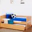 Bettrahmen für Kinder 90 x 200 cm mit Ausziehbett 90 x 190 cm | Massivholz: Buche | Natur Lackiert | inkl. 2. Liegeplatz 90 x 190 cm ausziehbar und 2 Rollrost Abbildung