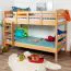 Jugendstockbett 90 x 190 cm | Massivholz: Buche | Natur Lackiert | umbaubar in 2 Einzelbetten | Premium-Qualität | inkl. Rollroste Abbildung