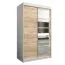 120 cm breiter Schiebetürenschrank mit 2 Türen | 5 Fächer | 2 Kleiderstangen | Farbe: Sonoma Eiche / Weiß Abbildung