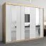 Großer 250 cm breiter Kleiderschrank mit 3 Türen | 10 Fächer | Farbe: Sonoma Eiche / Weiß Abbildung