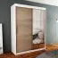 150 cm breiter Schiebetürenschrank mit 2 Türen | 5 Fächer | 2 Kleiderstangen | Farbe: Sonoma Eiche / Weiß Abbildung
