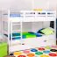Etagenbett mit Stauraum / 2 Schubladen für Jugendliche 90 x 200 cm | Massivholz: Buche | Weiß Lackiert | umbaubar in 2 Einzelbetten | Premium-Qualität | inkl. Rollroste Abbildung