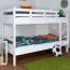 Etagenbett für Kinder 90 x 190 cm | Massivholz: Buche | Weiß Lackiert | umbaubar in 2 Einzelbetten | inkl. Rollroste Abbildung