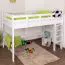 Jugendhochbett 120 x 200 cm | Massivholz: Buche | Weiß Lackiert | umbaubar in Einzelbett | Premium-Qualität | inkl. Rollrost Abbildung
