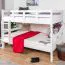 Etagenbett für Jugendliche 120 x 190 cm | Massivholz: Buche | Weiß Lackiert | umbaubar in 2 Einzelbetten | inkl. Rollroste Abbildung