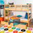 Etagenbett mit Stauraum / 2 Schubladen für Jugendliche 90 x 200 cm | Massivholz: Buche | Natur Lackiert | umbaubar in 2 Einzelbetten | Premium-Qualität | inkl. Rollroste Abbildung