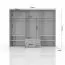 Großer Kleiderschrank | 6 Drehtüren | 2 Schubladen | 7 Fächer | mit 3 Kleiderstangen | 277 cm breit | Farbe: Weiß Abbildung