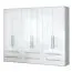 Schlafzimmer - Kleiderschrank, Farbe: Weiß / Weiß Hochglanz - 224 x 272 x 56 cm (H x B x T) Abbildung