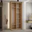 Eichenfarbener Kleiderschrank Mina mit Spiegel-Schiebetüre, auch für Wohnzimmer geeignet, Anti Staubbürsten, schwarze Metallgriffe, 235,2 x 120 x 60 cm