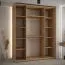 Platzsparender Schiebetürenschrank Mina in Eiche/Schwarz, viel Stauraum, Vorderseite aus Laminat Platten, Anti Staubbürsten, 235,2 x 200 x 60 cm
