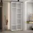 Schiebetürenschrank Mina in Weiß/Eiche, viel Stauraum, auch für Wohnzimmer geeignet, Metallgriffe in Schwarz, Anti Staubbürsten, 235,2 x 110 x 60 cm