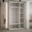 Schiebetürenschrank Mina mit Spiegel in Schwarz/Weiß, auch für Wohnzimmer geeignet, Anti Staubbürsten, schwarze Metallgriffe, 235,2 x 150 x 60 cm