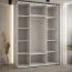 Weißer Kleiderschrank mit Spiegeln Mina, Schwarzer Metallgriff, platzsparend, viel Stauraum, Anti Staubbürsten, 235,2 x 180 x 60 cm, Einlegeböden