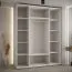 Kleiderschrank Mina in Weiß/Eiche mit Schiebetüren, viel Stauraum, Metallgriffe in Schwarz, moderne Optik, Anti Staubbürsten, 235,2 x 200 x 60 cm