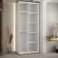 Einfacher Schiebetürenschrank Mina in Weiß, Anti Staubbürsten, schwarze Metallgriffe, Großer Spiegel, auch für Wohnzimmer geeignet, 235,2 x 100 x 60 cm