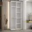 Weißer Spiegeltürenschrank Mina mit Schiebetüren, Schwarzer Metallgriff, viel Stauraum, Anti Staubbürsten, Großer Spiegel, 235,2 x 120 x 60 cm