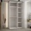Weißer Schiebetürenschrank Mina mit Spiegel, Schwarzer Metallgriff, viel Stauraum, platzsparend, auch für Wohnzimmer geeignet, 235,2 x 130 x 60 cm
