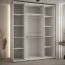 Weißer Schiebetürenschrank mit Spiegeln Mina, Schwarzer Metallgriff, platzsparend, viel Stauraum, Anti Staubbürsten, 235,2 x 200 x 60 cm, viel Fächer