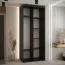 Kleiderschrank mit Spiegeltüre Mina in Schwarz, Schiebetüren, Anti Staubbürsten, viel Stauraum, Metallgriffe, 235,2 x 100 x 60 cm, Einlegeböden