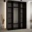 Schwarzer Schiebetürenschrank Mina mit Spiegel, auch für Wohnzimmer geeignet, Schwarzer Metallgriff, viel Stauraum, Anti Staubbürsten, 235,2 x 170 x 60 cm