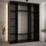 Schwarz-Weißer Schrank mit Spiegeltüren Mina, inklusive Anti Staubbürsten, viel Stauraum, Schwarze Metallgriffe, 235,2 x 190 x 60 cm, Einlegeböden