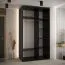 Schwarzer Schiebetürenschrank Mina 1,3 Meter Breit, platzsparend, Anti Staubbürsten, moderne Optik, viel Stauraum, robust, Lamellen in Eichen Optik