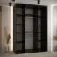 Kleiderschrank Mina mit Schiebetüren in Weiß/Schwarz gehalten, moderne Optik, viel Stauraum, Lamellen in Schwarz, Anti Staubbürsten, 235,2 170 x 60 cm