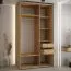 Schwarzer Schiebetürenschrank Mina 1,3 Meter Breit, platzsparend, Anti Staubbürsten, moderne Optik, viel Stauraum, robust, Lamellen in Eichen Optik