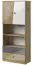 Schrank Sirte 04, Farbe: Eiche / Weiß / Grau Hochglanz - Abmessungen: 190 x 80 x 40 cm (H x B x T)