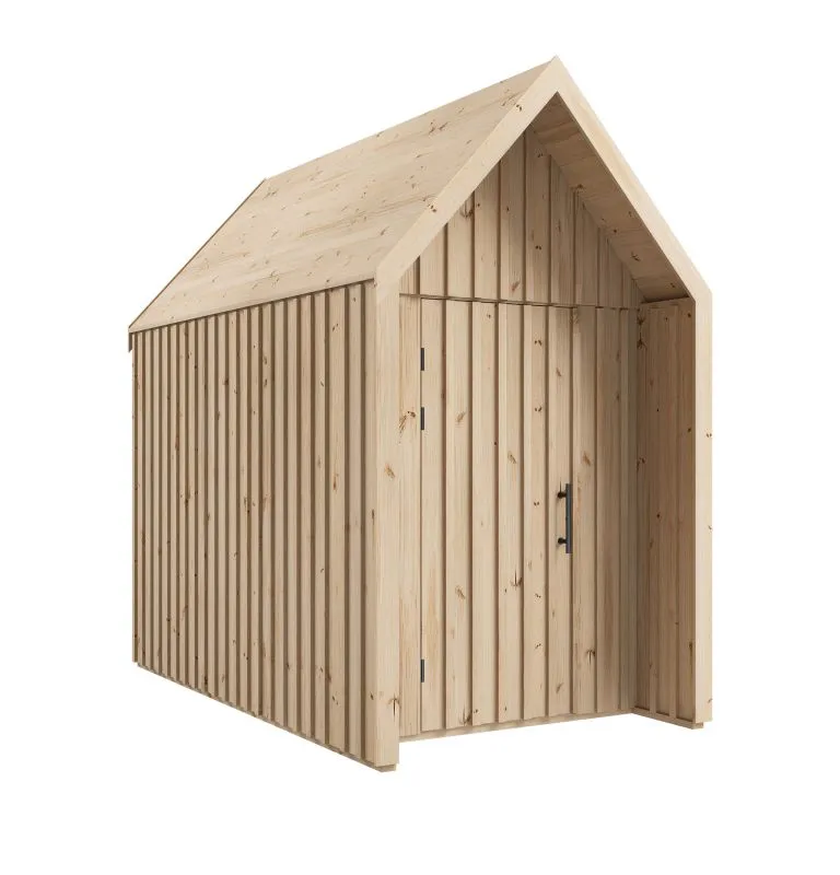 Gartenhütte aus massiver Fichte | Naturbelassen | Grundfläche: 4,64 m² | Skandinavischer Style | Satteldach | Außenmaße: 162,4 x 285,7 cm | Malmö 29
