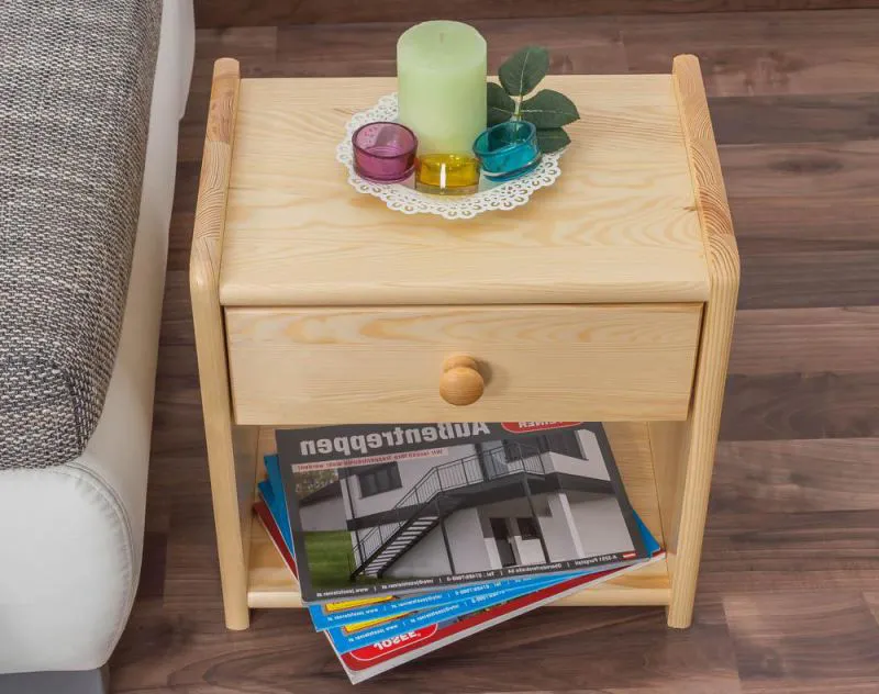 Nachtkommode Natur 40x40x27 (HxBxT) Kiefer massiv, 1 Schublade(n) Abbildung