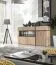 Kommode / Sideboard mit zwei Schubladen Jordalsgrenda 05, Farbe: Eiche / Schwarz, zwei Türen, 5 Fächer, Maße: 90 x 150 x 40 cm, für Wohnzimmer